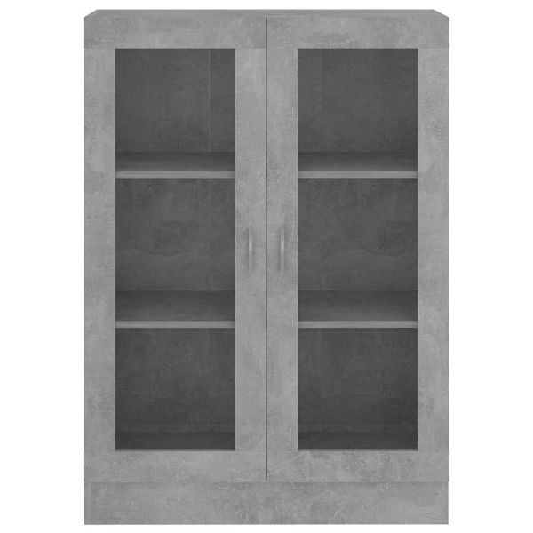 Шкаф витрина, бетонно сив, 82,5x30,5x115 см, инженерно дърво