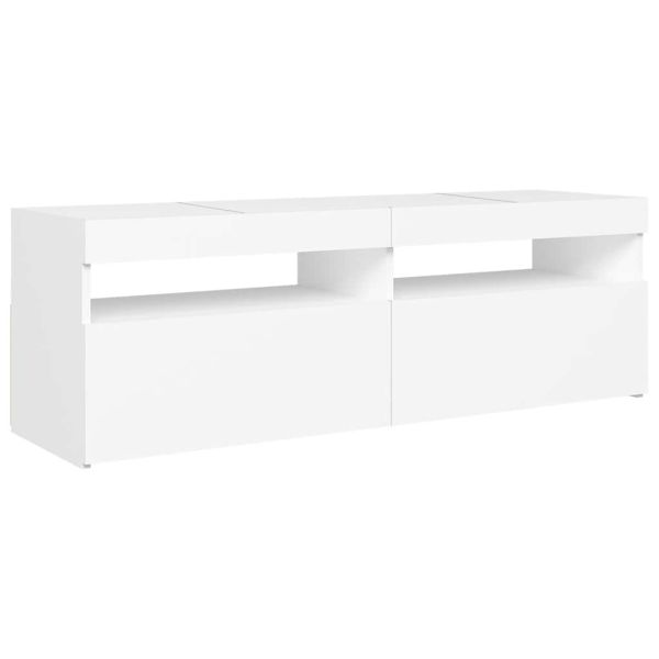 ТВ шкаф с LED осветление, бял, 120x35x40 см