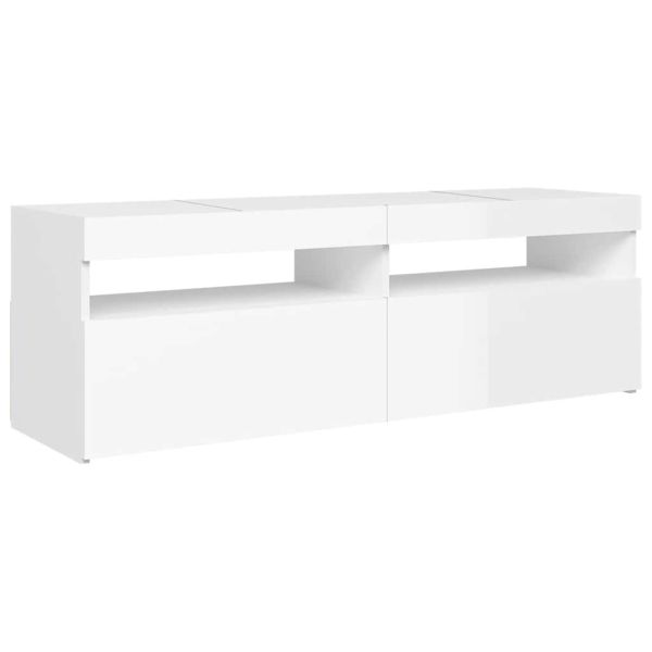ТВ шкаф с LED осветление, бял гланц, 120x35x40 см