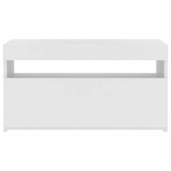 ТВ шкаф с LED осветление, бял, 75x35x40 см