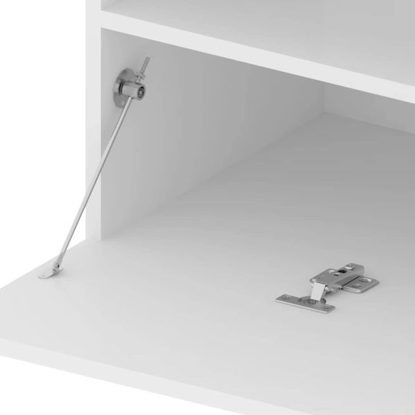ТВ шкаф с LED осветление, бял, 75x35x40 см