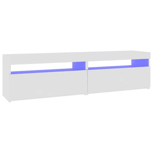 ТВ шкафове, 2 бр, с LED осветление, бели, 75x35x40 см