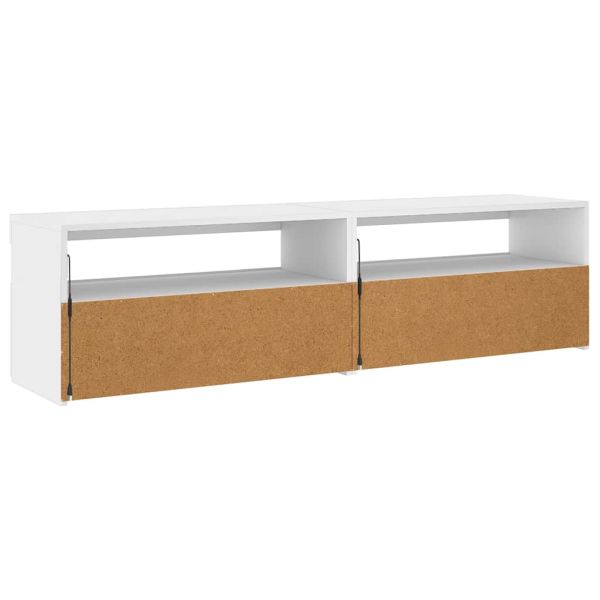 ТВ шкафове, 2 бр, с LED осветление, бели, 75x35x40 см