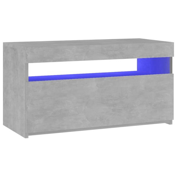 ТВ шкаф с LED осветление, бетонно сив, 75x35x40 см