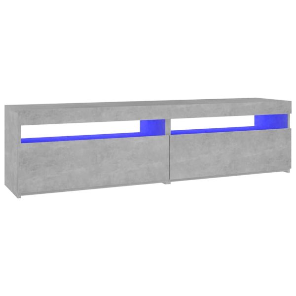 ТВ шкафове, 2 бр, с LED осветление, бетонно сиви, 75x35x40 см