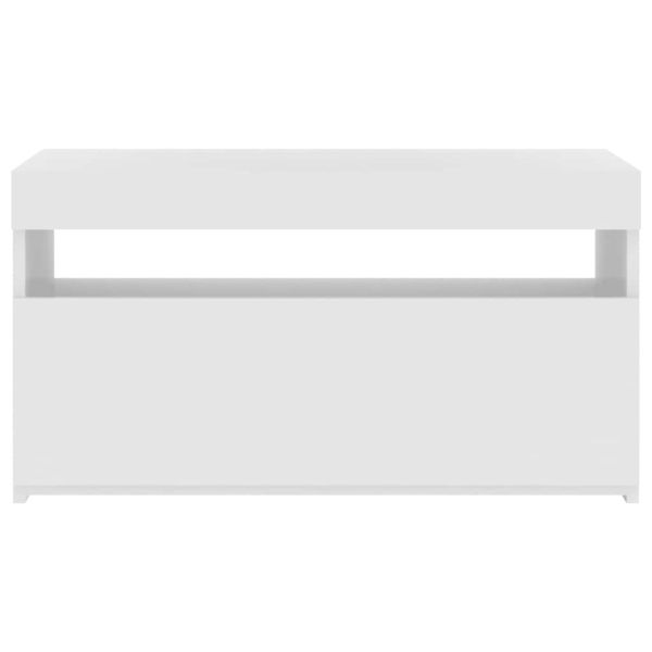 ТВ шкаф с LED осветление, бял гланц, 75x35x40 см