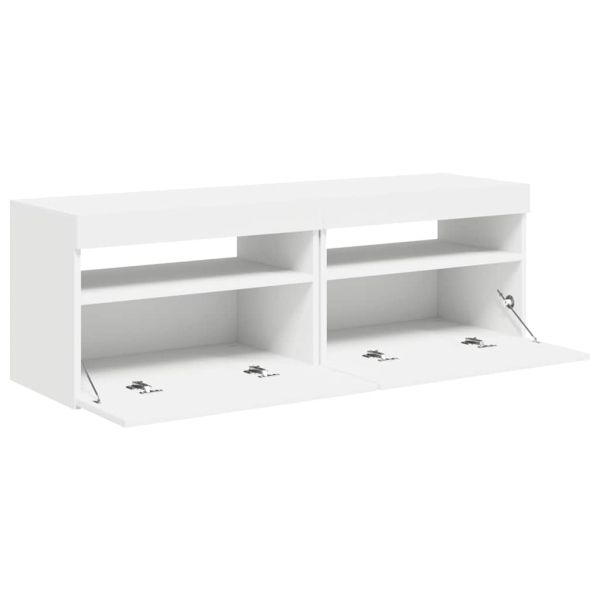 ТВ шкафове с LED осветление 2 бр бели 60x35x40 см