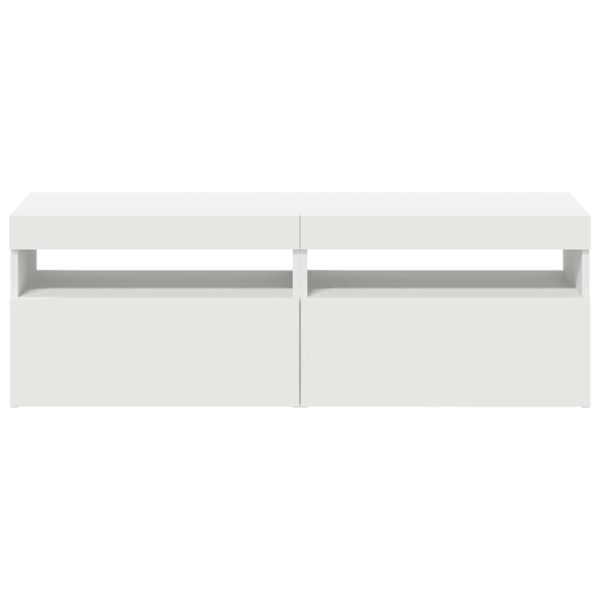 ТВ шкафове с LED осветление 2 бр бели 60x35x40 см