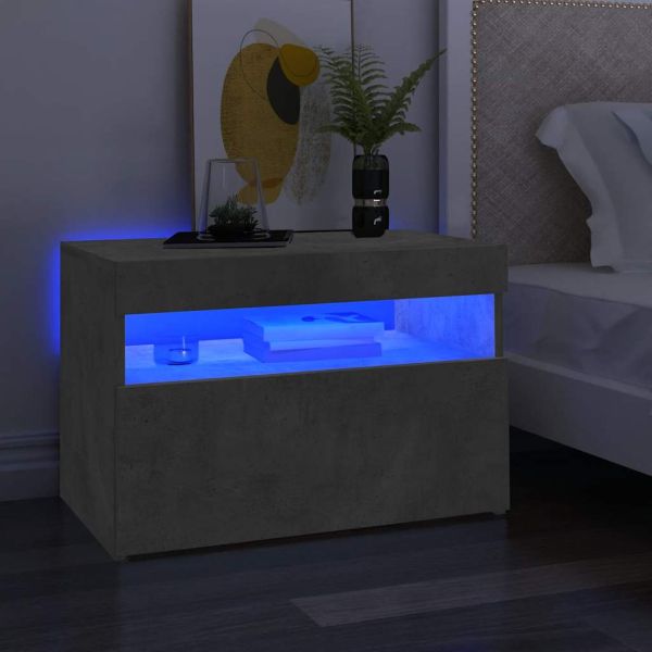 ТВ шкаф с LED осветление, бетонно сив, 60x35x40 см