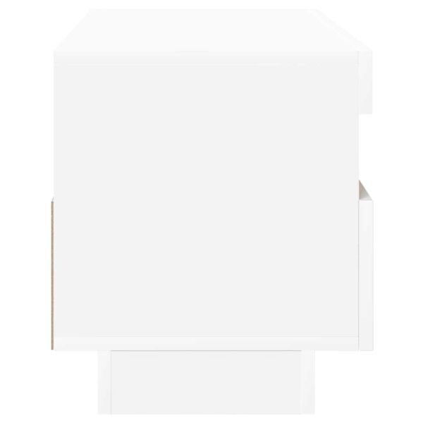 ТВ шкаф с LED осветление, бял, 100x35x40 см