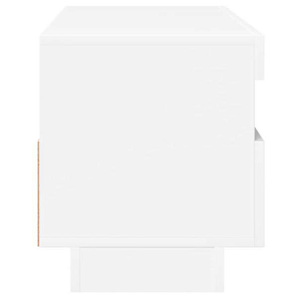 ТВ шкаф с LED осветление, бял гланц, 100x35x40 см