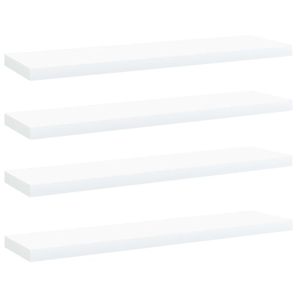 Рафтове за етажерка, 4 бр, бели, 40x10x1,5 см, инженерно дърво