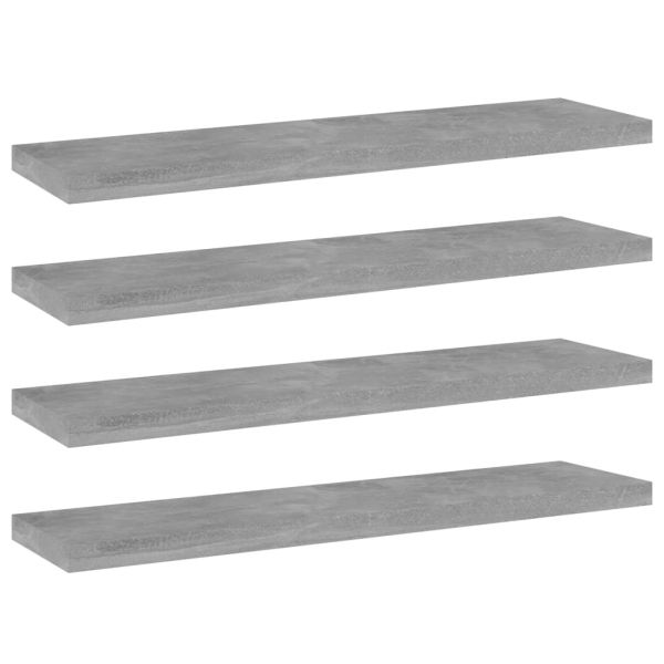 Рафтове, 4 бр, бетонно сиви, 40x10x1,5 см, инженерно дърво