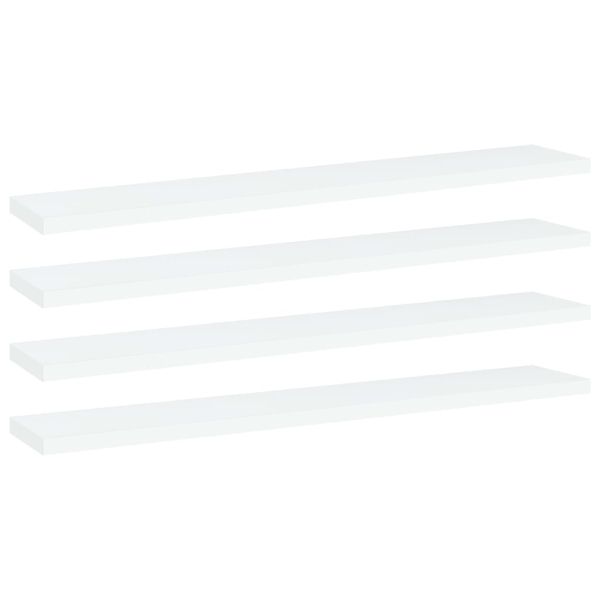 Рафтове за етажерка, 4 бр, бели, 60x10x1,5 см, инженерно дърво