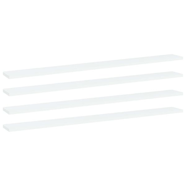 Рафтове за етажерка, 4 бр, бели, 100x10x1,5 см, ПДЧ
