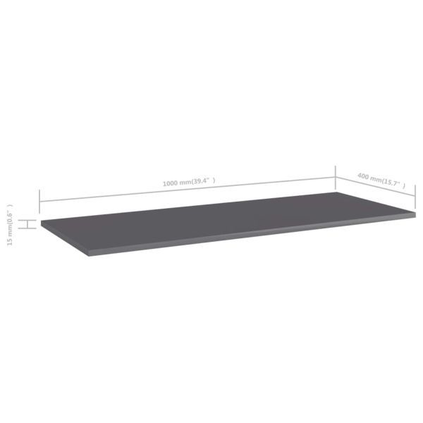 Рафтове за етажерка, 4 бр, сив гланц, 100x40x1,5 см, ПДЧ