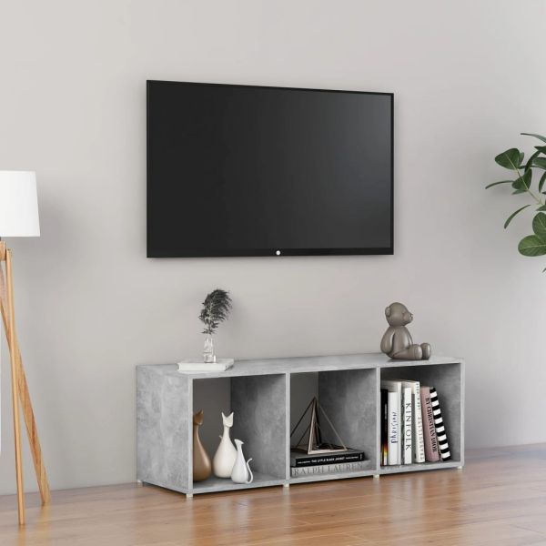 ТВ шкаф, бетонно сив, 107x35x37 см, инженерно дърво