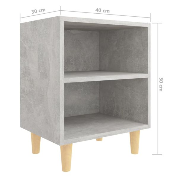 Нощни шкафчета крака дърво масив 2 бр бетонно сиви 40x30x50 см