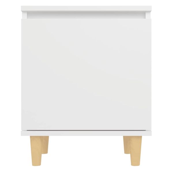 Нощни шкафчета с крака от дървен масив 2 бр бели 40x30x50 см