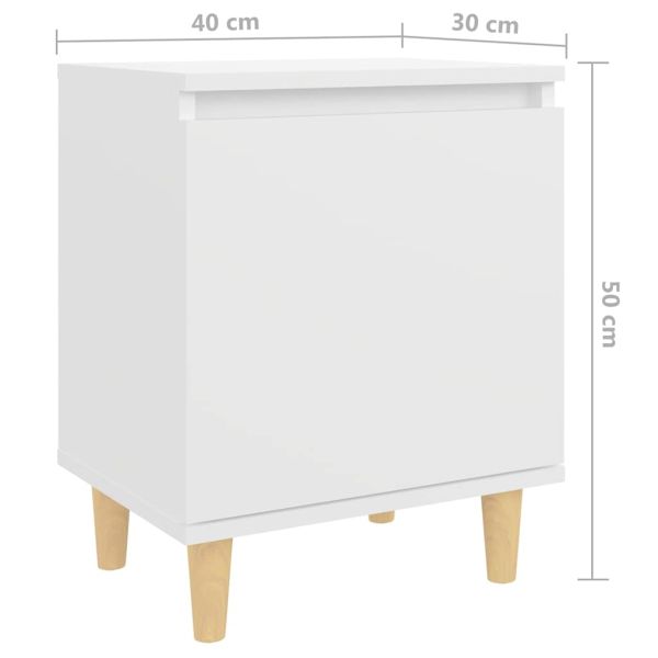 Нощни шкафчета с крака от дървен масив 2 бр бели 40x30x50 см