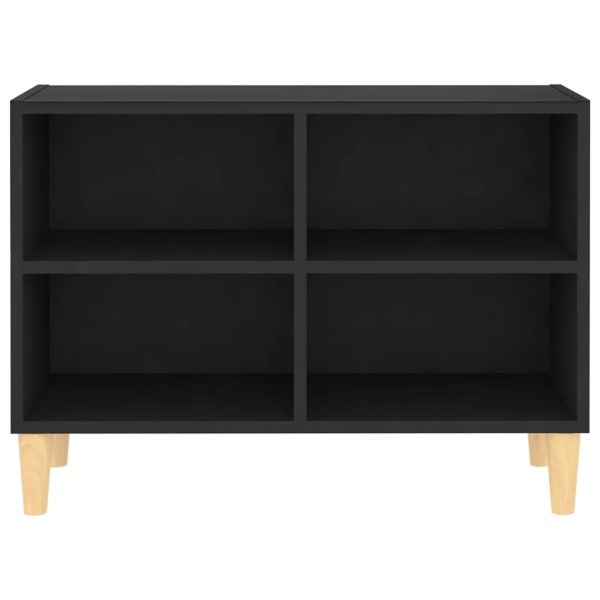 ТВ шкаф с крака от дърво масив, черен, 69,5x30x50 см