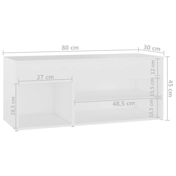 Пейка за обувки, бяла, 80x30x45 см, инженерно дърво