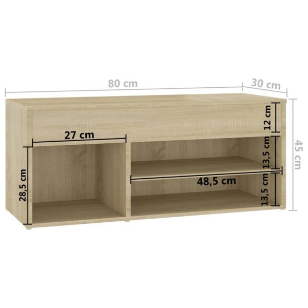 Пейка за обувки, дъб сонома, 80x30x45 см, инженерно дърво