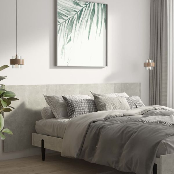 Стенна табла за легло бетонно сив 240x1,5x80 см инженерно дърво
