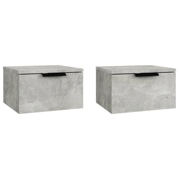Нощни шкафчета за стенен монтаж 2 бр бетонно сиви 34x30x20 см