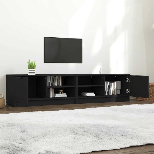 ТВ шкафове 2 бр черни 80x35x36,5 см инженерно дърво