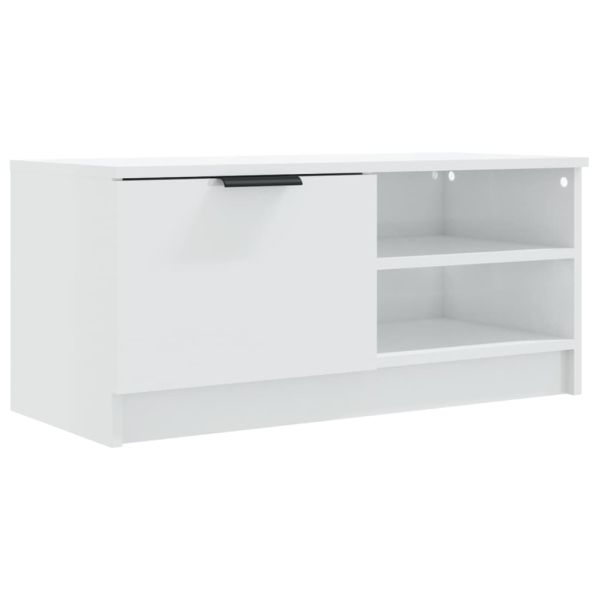 ТВ шкаф бял гланц 80x35x36,5 см инженерно дърво