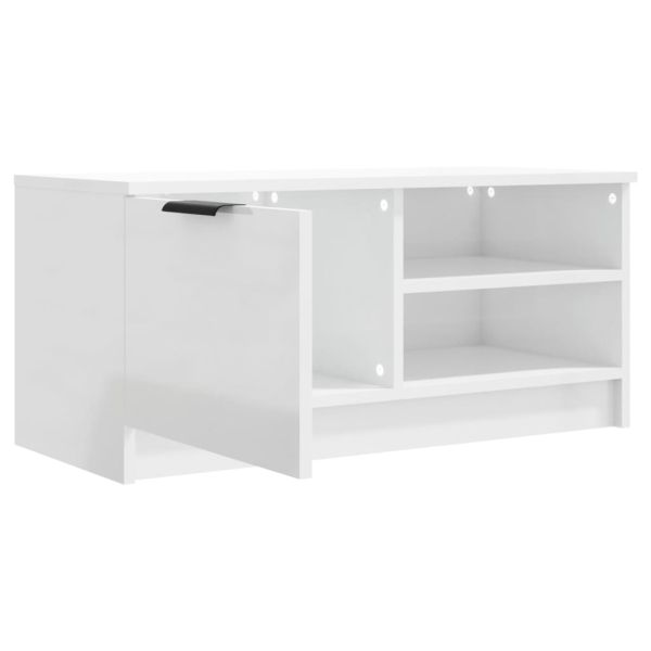 ТВ шкаф бял гланц 80x35x36,5 см инженерно дърво