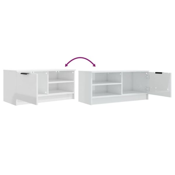ТВ шкаф бял гланц 80x35x36,5 см инженерно дърво