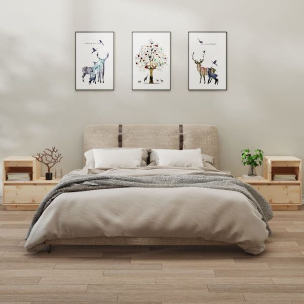 Нощни шкафчета, 2 бр, 60x34x51 см, борово дърво масив