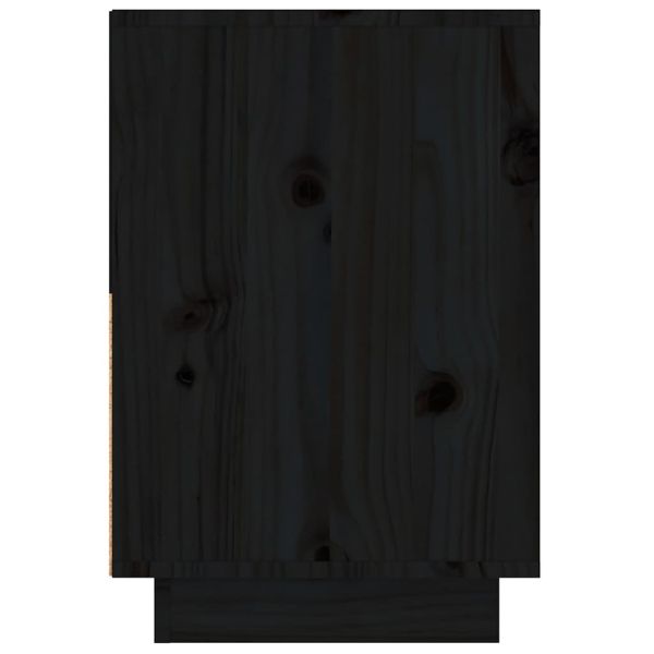 Нощни шкафчета, 2 бр, черни, 60x34x51 см, борово дърво масив