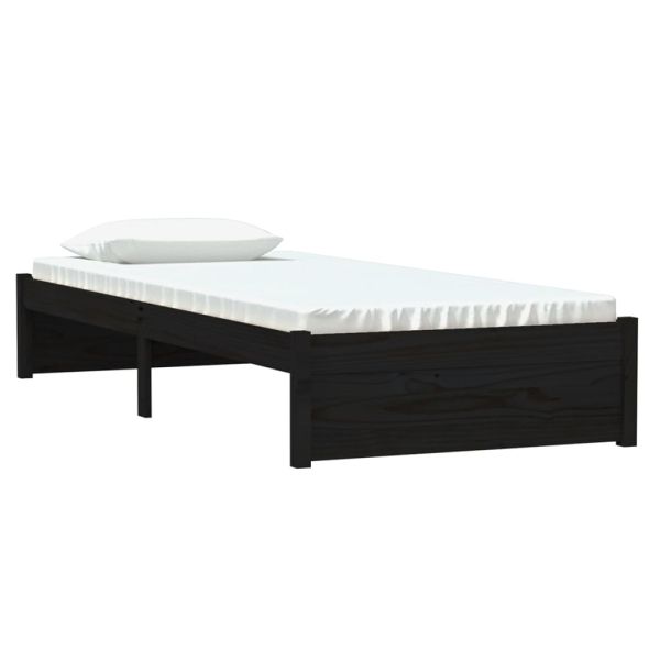 Рамка за легло черна масивно дърво 75x190 см Small Single
