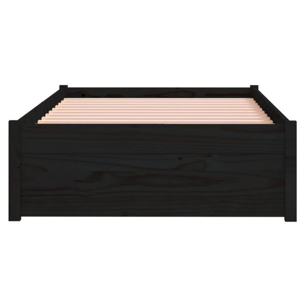 Рамка за легло черна масивно дърво 75x190 см Small Single
