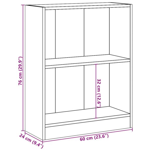 Етажерка за книги, кафяв дъб, 60x24x76 см, инженерно дърво