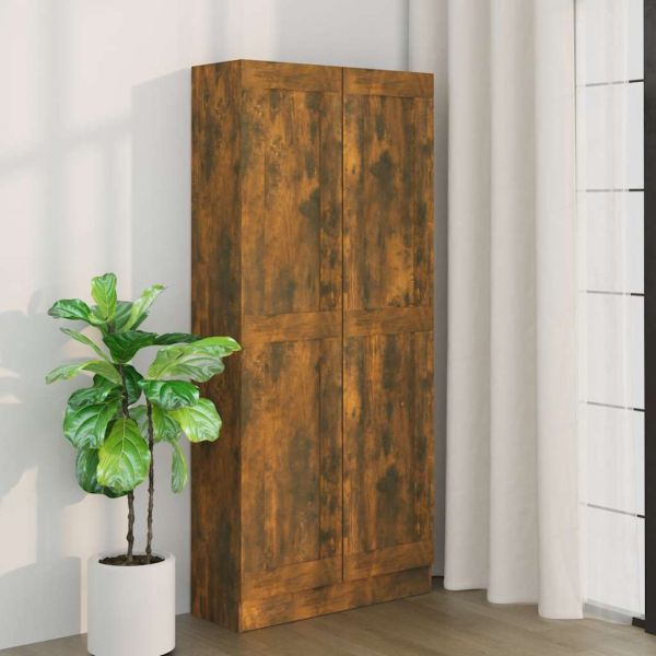 Шкаф за книги, опушен дъб, 82,5x30,5x185,5 см, инженерно дърво