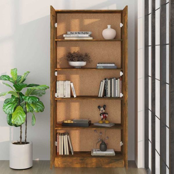Шкаф за книги, опушен дъб, 82,5x30,5x185,5 см, инженерно дърво