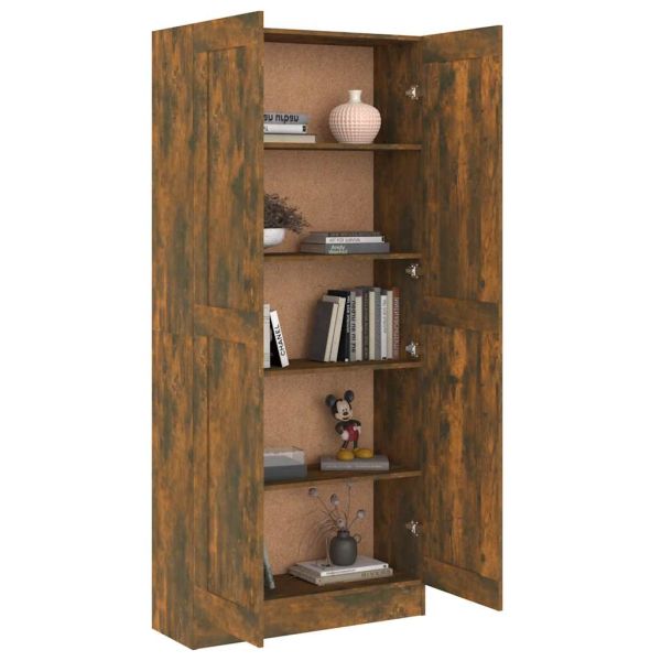 Шкаф за книги, опушен дъб, 82,5x30,5x185,5 см, инженерно дърво