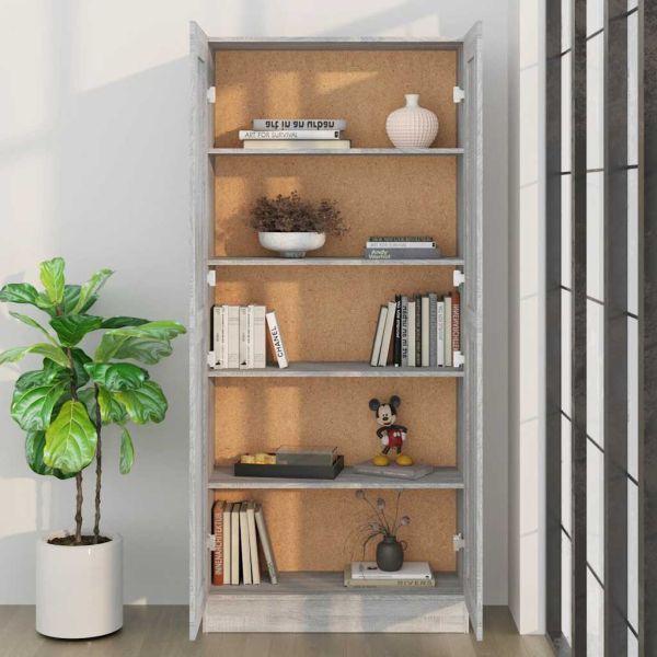 Шкаф за книги, сив сонома, 82,5x30,5x185,5 см, инженерно дърво