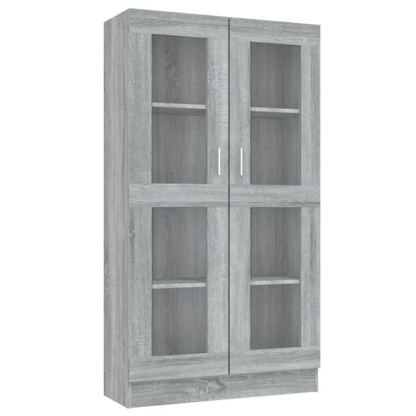 Шкаф витрина, сив сонома, 82,5x30,5x150 см, инженерно дърво