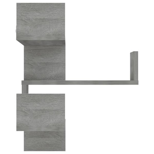 Стенен ъглов рафт 2 бр сив сонома 40x40x50 см инженерно дърво