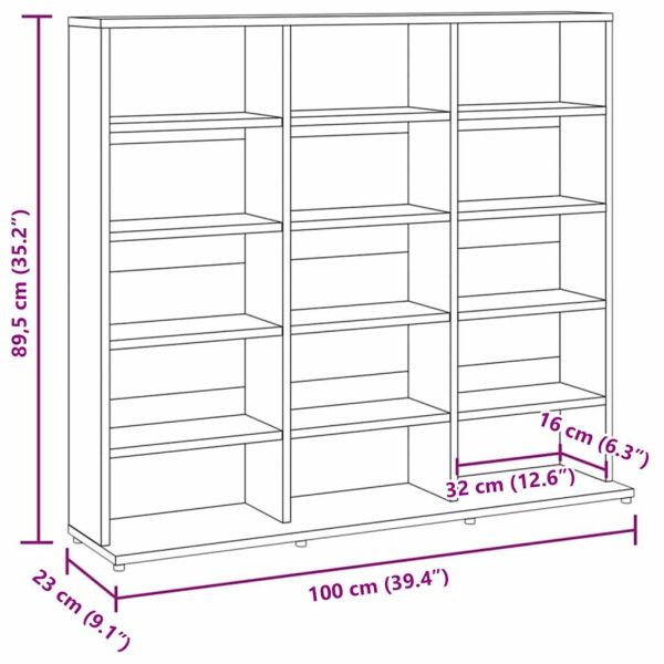 Етажерка за дискове опушен дъб 100x23x89,5 см инженерно дърво