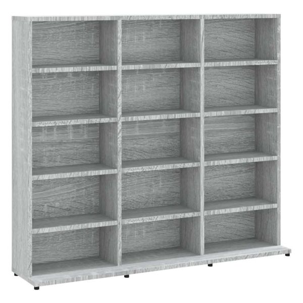 Етажерка за дискове сив сонома 100x23x89,5 см инженерно дърво