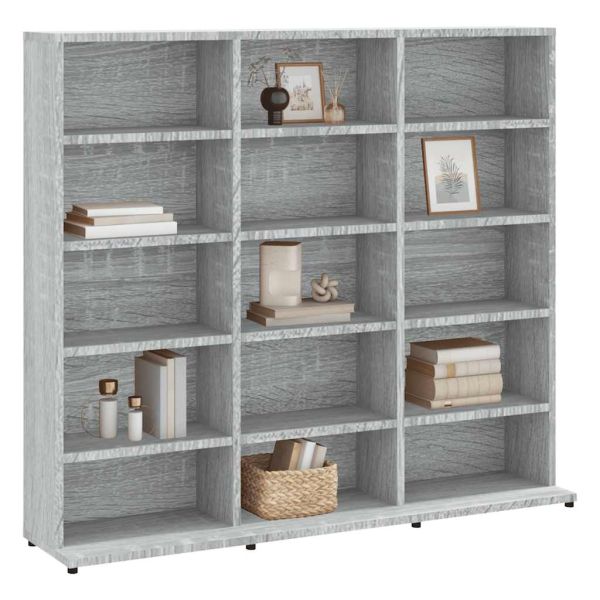 Етажерка за дискове сив сонома 100x23x89,5 см инженерно дърво