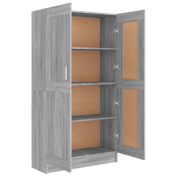 Библиотека, сив сонома, 82,5x30,5x150 см, инженерно дърво