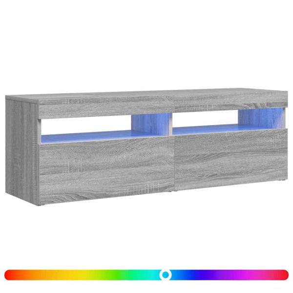 ТВ шкаф с LED осветление, сив сонома, 120x35x40 см