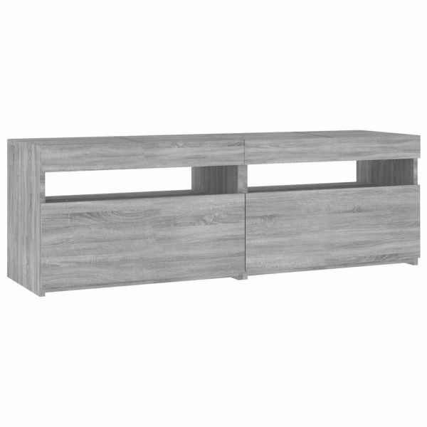 ТВ шкаф с LED осветление, сив сонома, 120x35x40 см